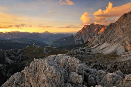 View on San Cassiano from Sass de Stria